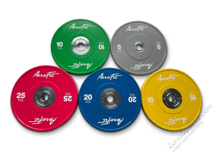 Бамперные диски для кроссфита, цветные 25 кг AeroFIT AFBDC