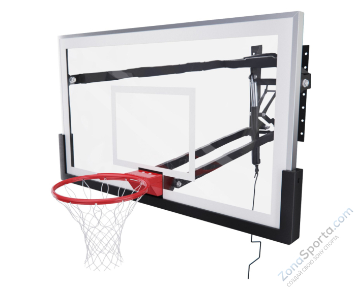 Баскетбольный щит DFC со съёмным регулятором высоты, стекло 12 мм, 180 х 105 см