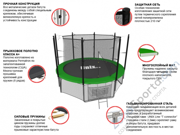 Батут Unix line 6 ft inside (Green)