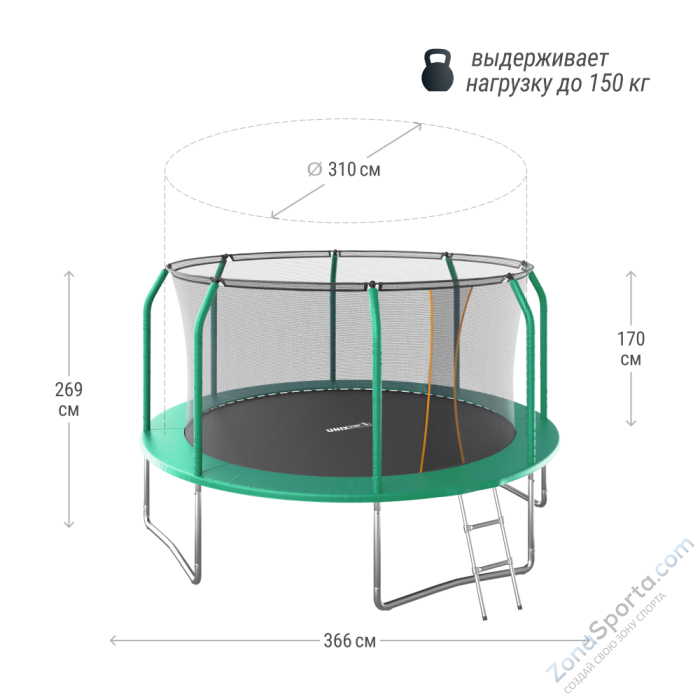 Батут Unix Line Supreme Basic 12 ft (green) Батут Unix Line Supreme Basic 12 ft (green)