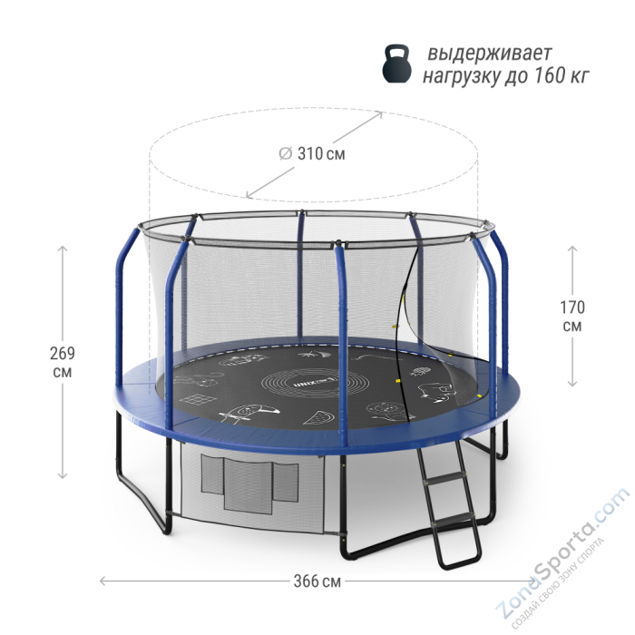Батут UNIX line Supreme Game 12 ft (blue) TRUSUG12BL Батут UNIX line Supreme Game 12 ft (blue) TRUSUG12BL
