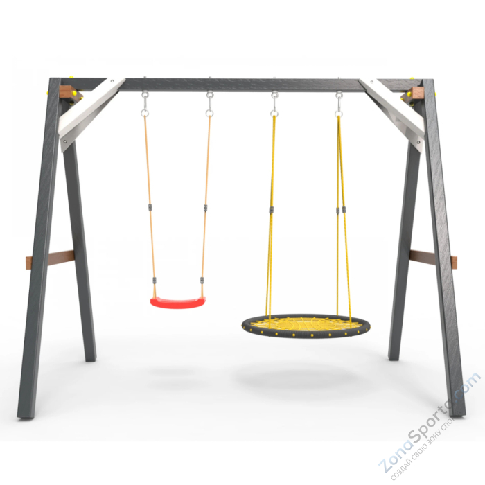 Деревянные качели Пикник 2 Ультра (качели гнездо 1м качели долька) Деревянные качели Пикник 2 Ультра (качели гнездо 1м качели долька)