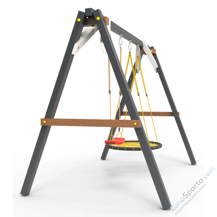 Деревянные качели Пикник 2 Ультра (качели гнездо 1м качели долька) Деревянные качели Пикник 2 Ультра (качели гнездо 1м качели долька)