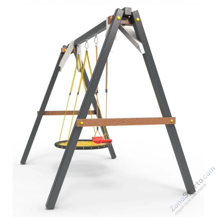 Деревянные качели Пикник 2 Ультра (качели гнездо 1м качели долька) Деревянные качели Пикник 2 Ультра (качели гнездо 1м качели долька)