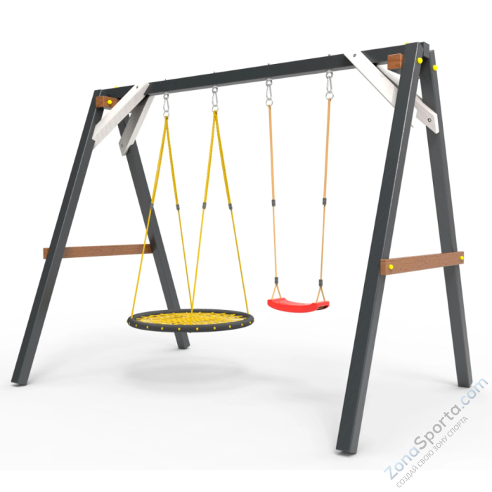 Деревянные качели Пикник 2 Ультра (качели гнездо 1м качели долька) Деревянные качели Пикник 2 Ультра (качели гнездо 1м качели долька)