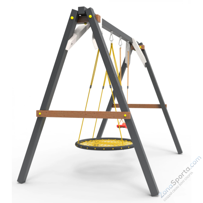 Деревянные качели Пикник 2 Ультра (качели гнездо 1м качели долька) Деревянные качели Пикник 2 Ультра (качели гнездо 1м качели долька)