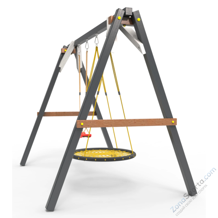 Деревянные качели Пикник 2 Ультра (качели гнездо 1м качели долька) Деревянные качели Пикник 2 Ультра (качели гнездо 1м качели долька)