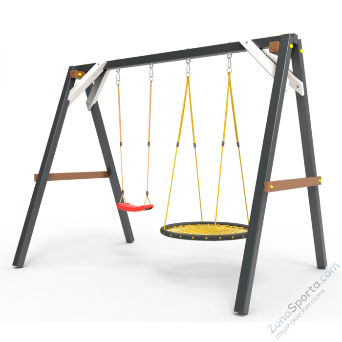 Деревянные качели Пикник 2 Ультра (качели гнездо 1м качели долька) Деревянные качели Пикник 2 Ультра (качели гнездо 1м качели долька)