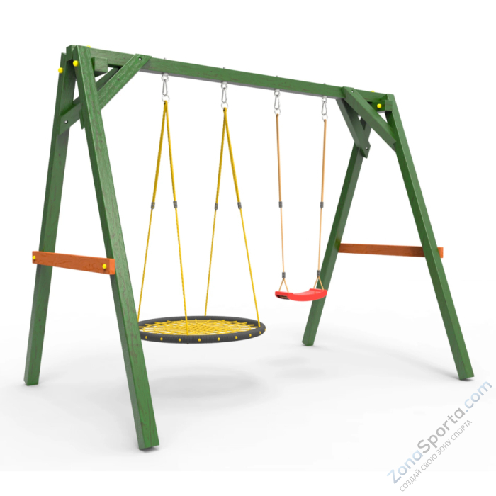 Деревянные качели Пикник 2 Вега (качели гнездо 1м качели долька) Деревянные качели Пикник 2 Вега (качели гнездо 1м качели долька)