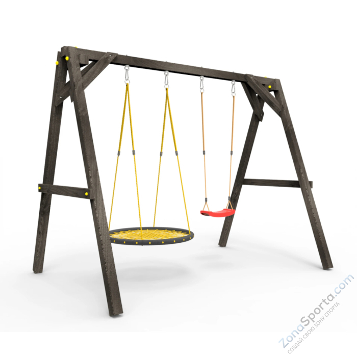 Деревянные качели Пикник 2 Black (качели гнездо 1м качели долька) Деревянные качели Пикник 2 Black (качели гнездо 1м качели долька)