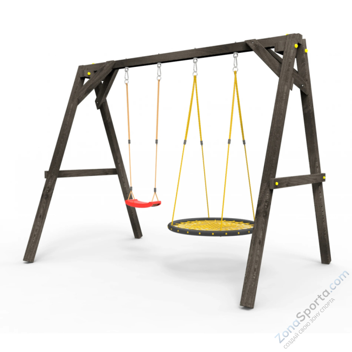 Деревянные качели Пикник 2 Black (качели гнездо 1м качели долька) Деревянные качели Пикник 2 Black (качели гнездо 1м качели долька)