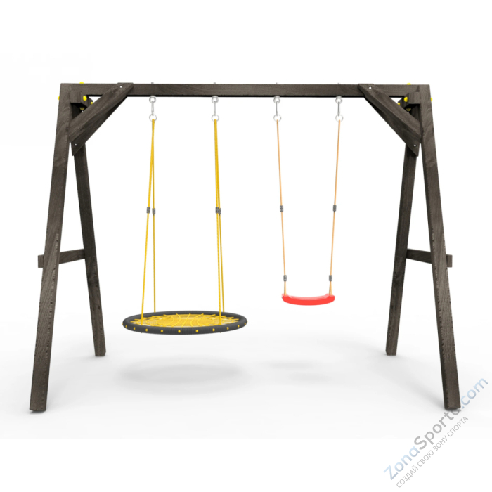 Деревянные качели Пикник 2 Black (качели гнездо 1м качели долька) Деревянные качели Пикник 2 Black (качели гнездо 1м качели долька)