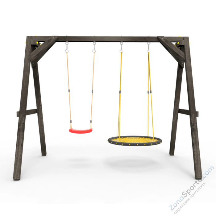 Деревянные качели Пикник 2 Black (качели гнездо 1м качели долька) Деревянные качели Пикник 2 Black (качели гнездо 1м качели долька)