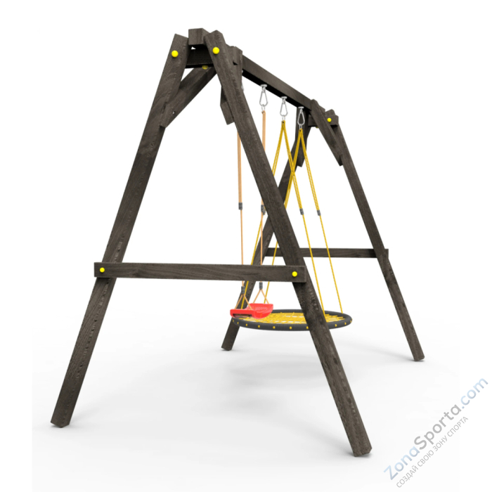 Деревянные качели Пикник 2 Black (качели гнездо 1м качели долька) Деревянные качели Пикник 2 Black (качели гнездо 1м качели долька)