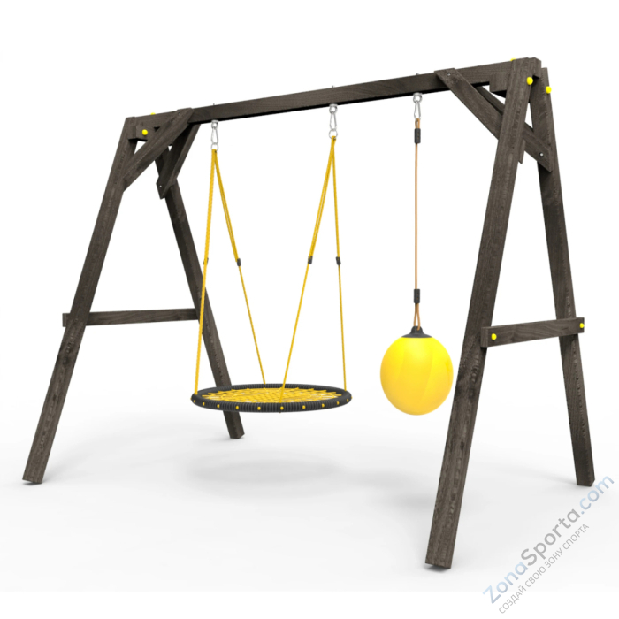 Деревянные качели Пикник 2 Black (качели гнездо 1м качели drop)