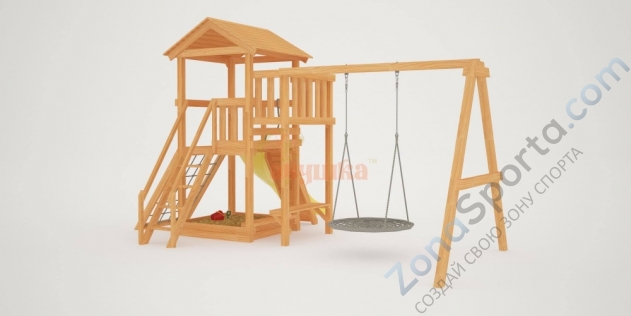 Детская площадка Савушка Мастер 2 с качелями Гнездо 1 метр