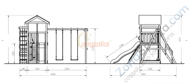 Детская площадка Савушка Мастер 5 (Махагон) 4 сезона