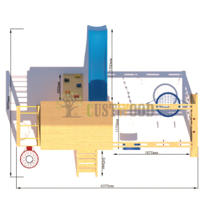 Детская деревянная игровая площадка для улицы дачи CustWood Scout S10 с большой деревянной крышей