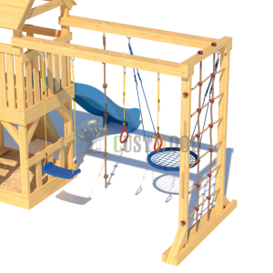 Детская деревянная игровая площадка для улицы дачи CustWood Scout S10 с большой деревянной крышей