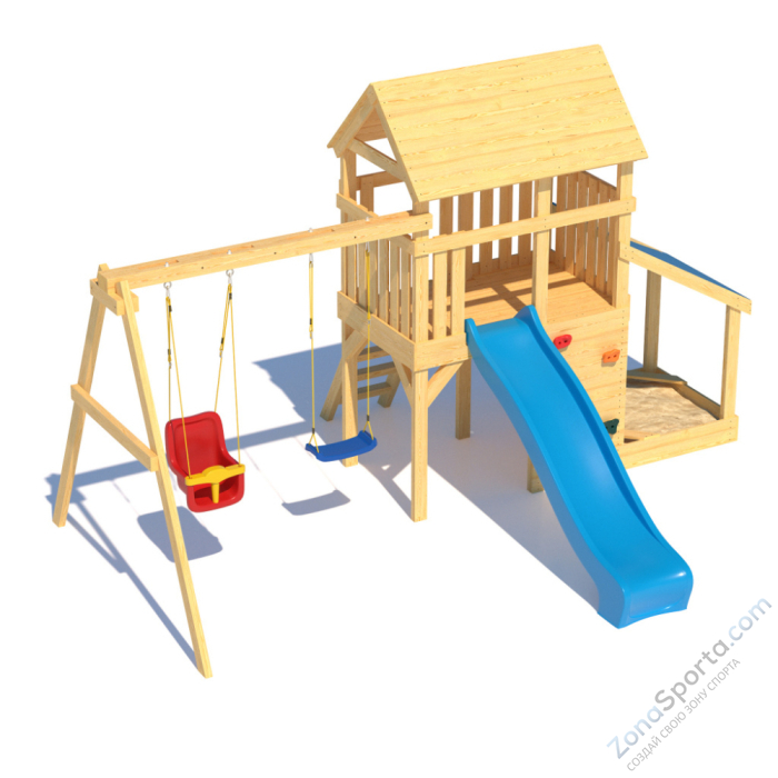 Детская площадка CustWood Scout S7+ с большой деревянной крышей