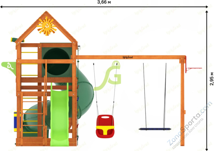 Детская площадка IgraGrad Крафт Pro 3 с трубой мод.2