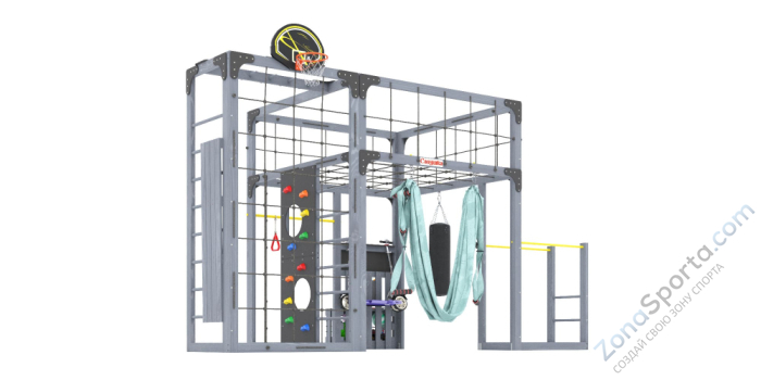 Детская площадка Савушка Куб-2 (Серый) с гамаком для йоги