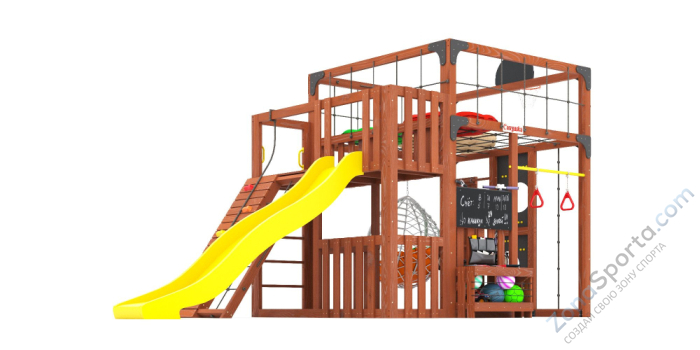 Детская площадка Савушка Куб-3 (Махагон) подушками и коконом