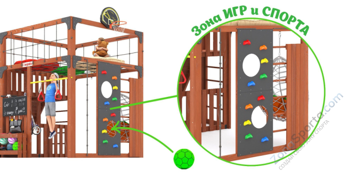 Детская площадка Савушка Куб-3 (Махагон) подушками и коконом