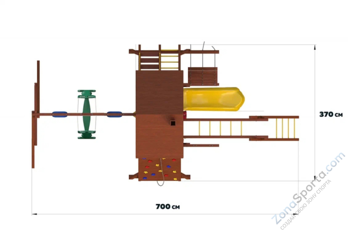 Детский игровой комплекс SunriseStar с деревянной крышей и рукоходом