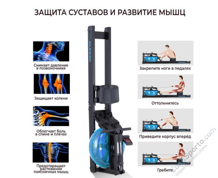 Гребной тренажер DFC Runow Black Wood