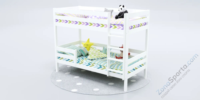 Кровать детская двухъярусная Савушка-01 90х180 белая