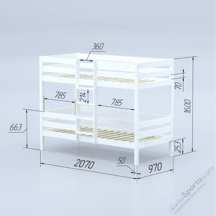 Кровать детская двухъярусная Савушка-05 90х200 Cappuccino (капучино)