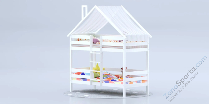 Кровать-домик Савушка-06 двухъярусная 90х200 White (белый)