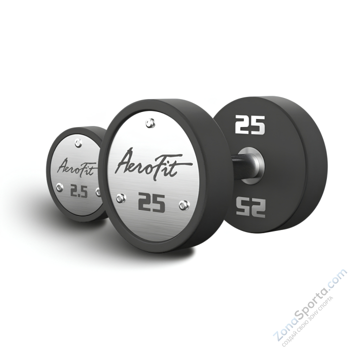 Набор полиуретановых гантелей AeroFit, 2,5-25 кг, 10 пар, шаг 2,5 кг