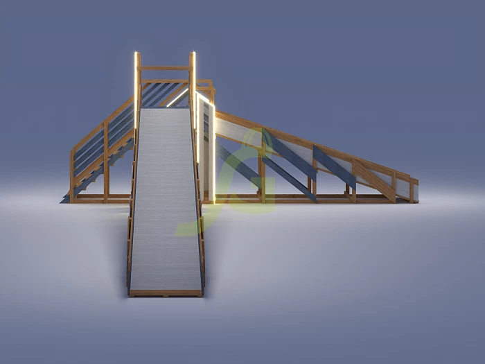 Зимняя деревянная горка IgraGrad Snow Fox 12 м с двумя скатами мод.524