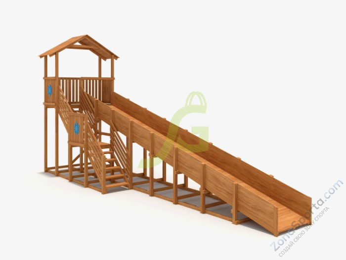 Зимняя деревянная горка IgraGrad Snow Fox (Домик) скат 10 м