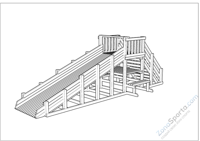 Зимняя деревянная заливная горка Ледянка 1 (пропитка)
