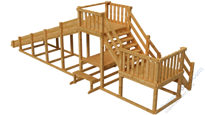 Зимняя деревянная заливная горка Ледянка 2 (пропитка)