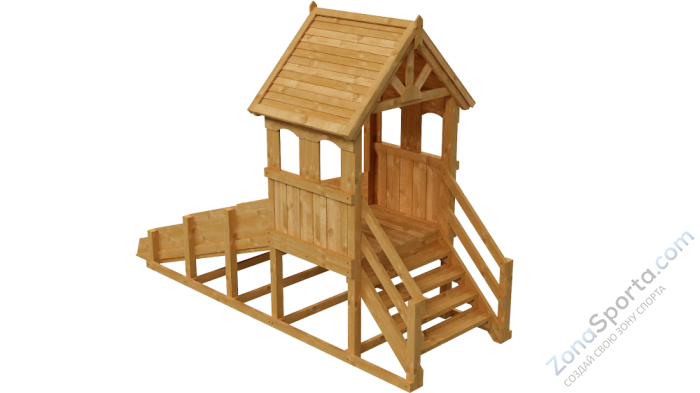 Зимняя деревянная заливная горка Теремок (пропитка)