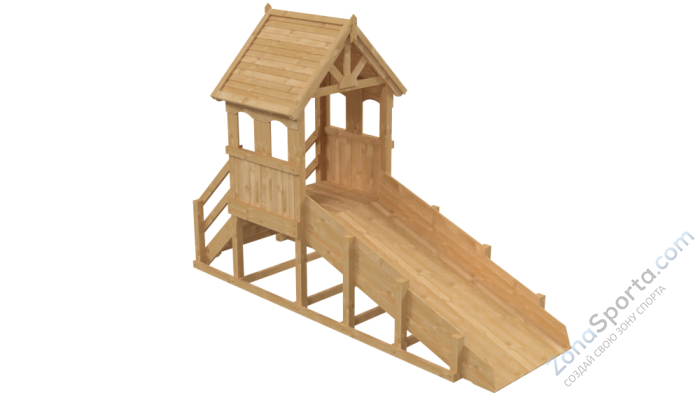Зимняя деревянная заливная горка Теремок (без окраски)