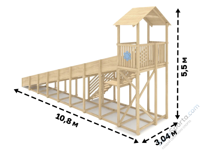 Зимняя горка IgraGrad Snow Fox (Домик) скат 10 м без окраски